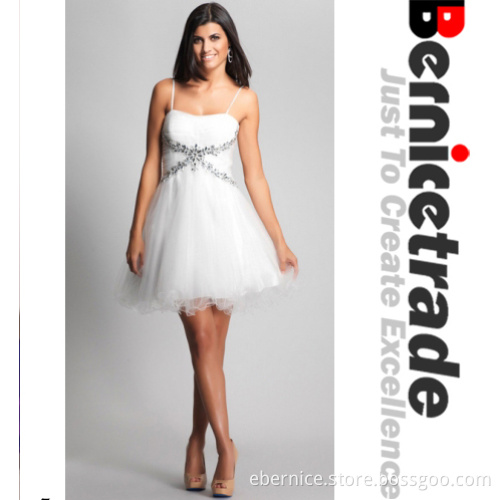 White Strappy Mini Cocktail Dresses Party Dress